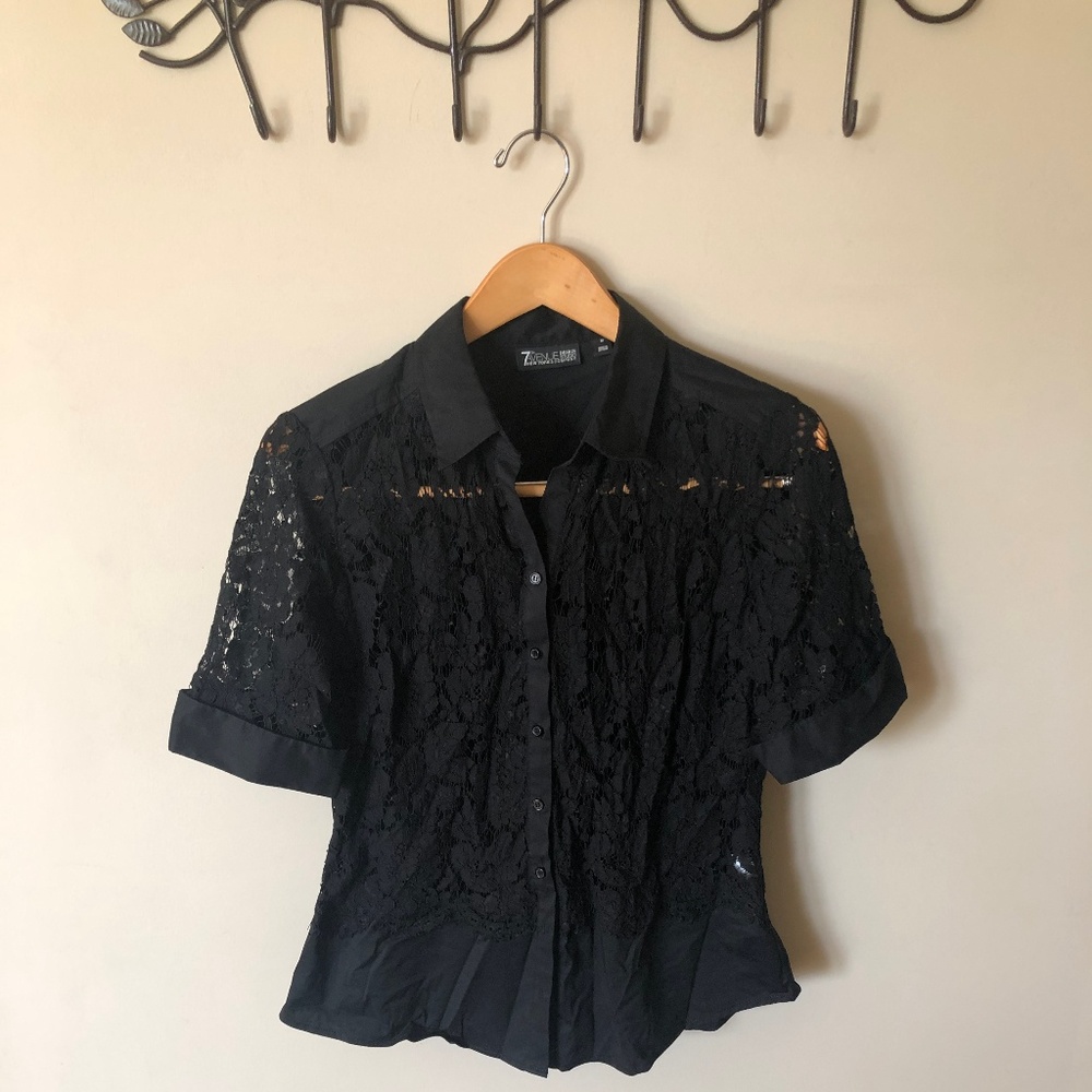 Lace button down
